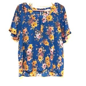 Pink rose vintage style floral top